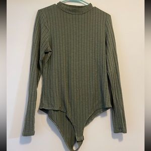 Olive Green Mockneck Long Sleeve Bodysuit